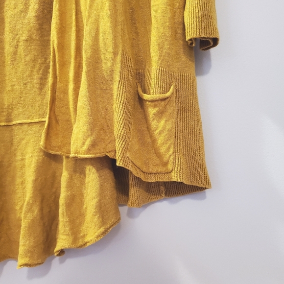 Angel of the North (Anthropologie) Linen Blend Mustard Yellow Cardigan - Size S - Picture 4 of 7